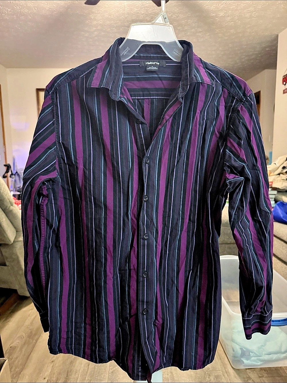 Claiborne Men's Striped Button Down Shirt